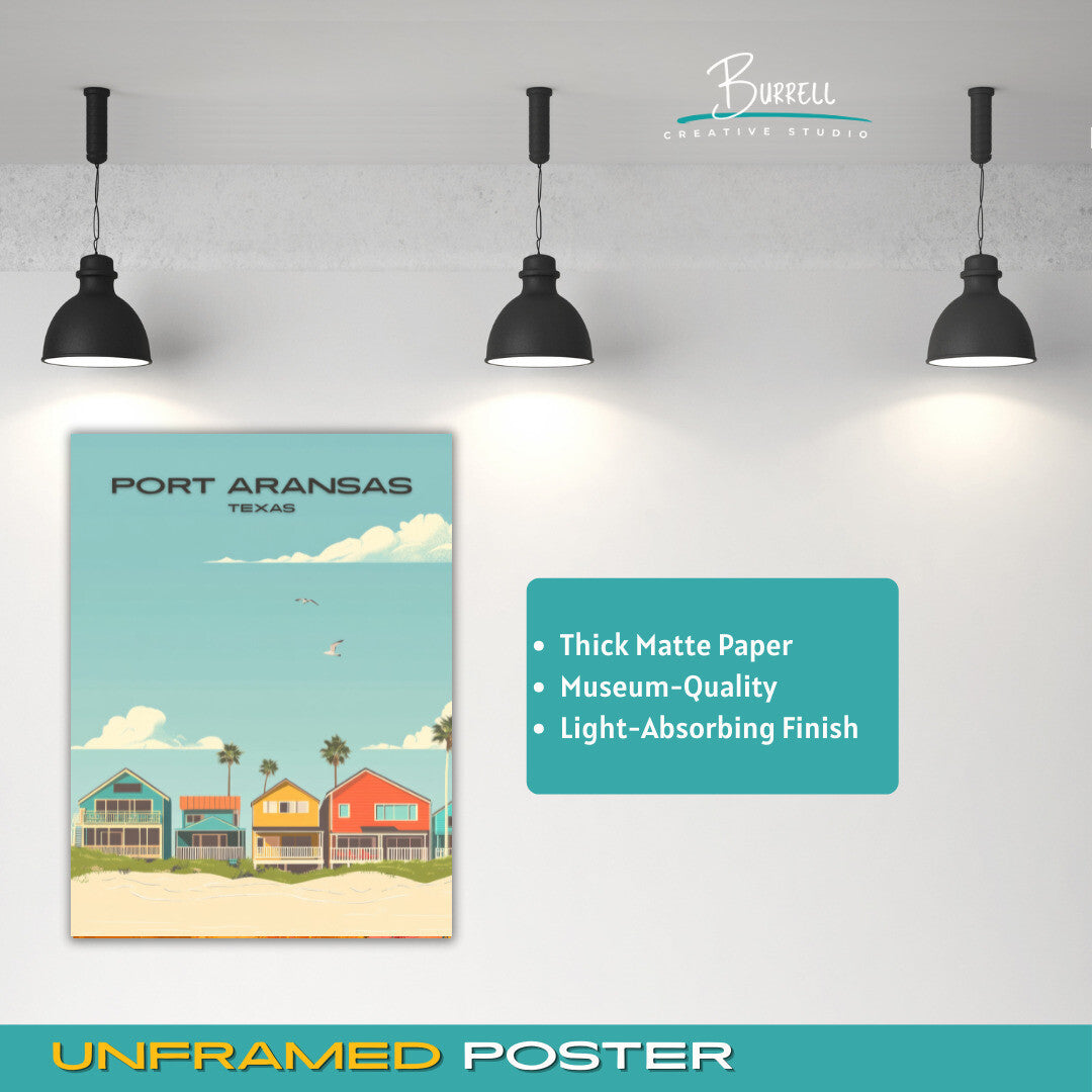 Port Aransas Texas Coastal Homes Travel Poster & Wall Art Poster Print