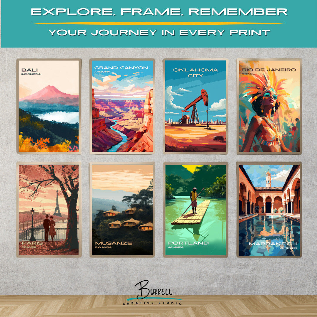 Oklahoma City Oklahoma Oil Drilling Travel Poster & Wall Art Poster Print