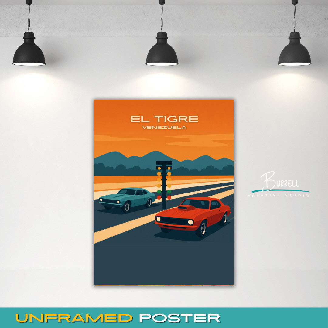 El Tigre Venezuela Dragway La Aventazon Travel Poster & Wall Art Poster Print