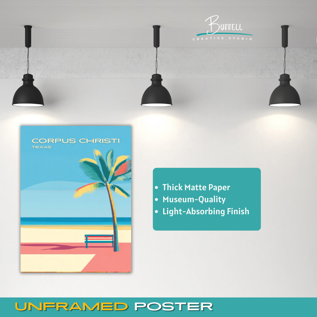 Corpus Cristi Texas Beach Vibes Travel Poster & Wall Art Poster Print
