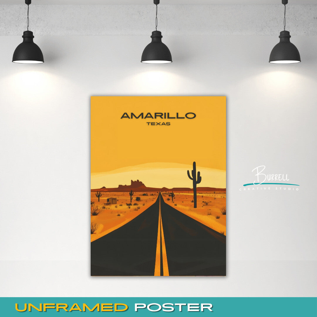 Amarillo Texas Scenic Landscape Travel Poster & Wall Art Poster Print