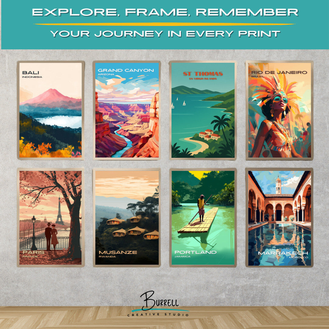 St Thomas US Virgin Islands Coastal View Travel Poster & Wall Art Poster Print
