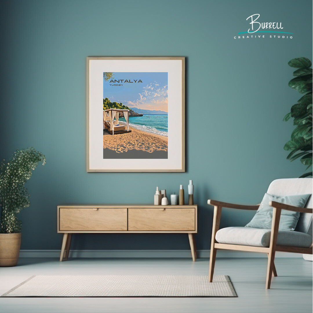 Antalya Türkiye Lara Beach Travel Poster & Wall Art Poster Print