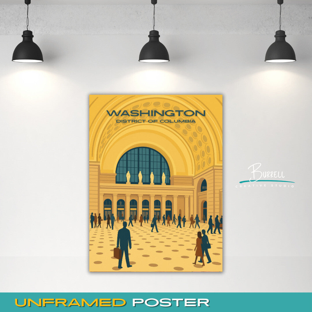 Washington District Of Columbia Union Station Travel Poster & Wall Art Poster Print