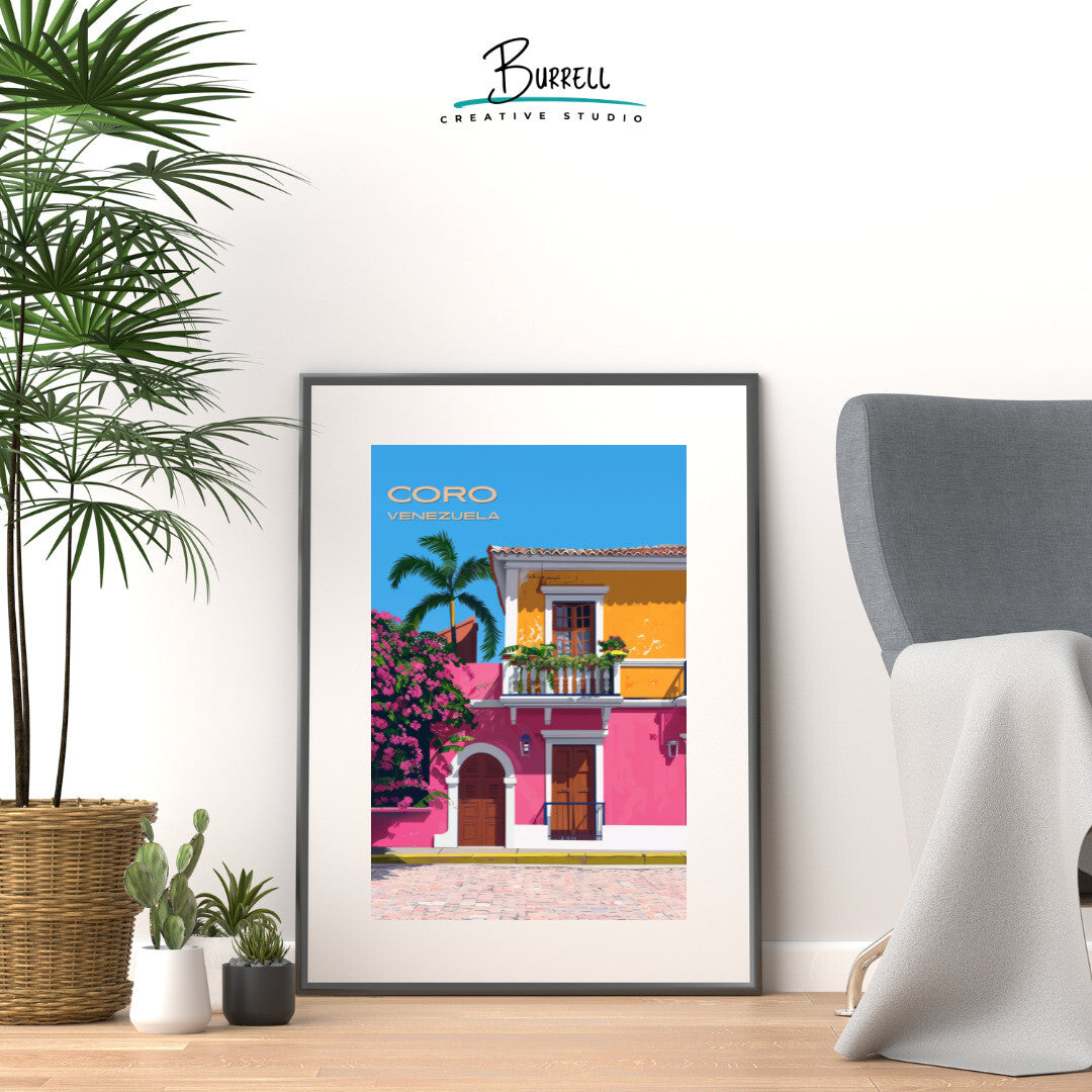 Coro Venezuela Colonial Architecture Travel Poster & Wall Art Poster Print