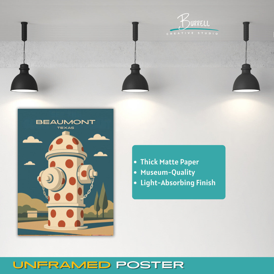Beaumont Texas Giant Fire Hydrant Travel Poster & Wall Art Poster Print