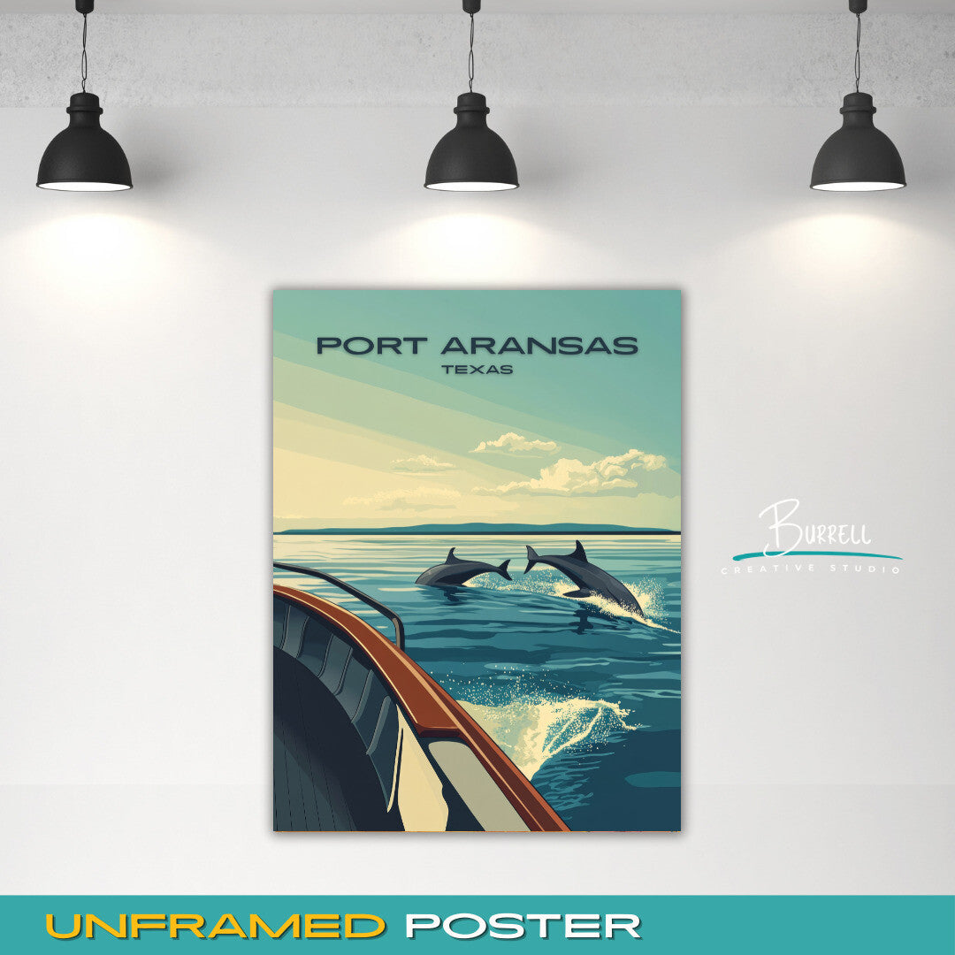 Port Aransas Texas Dolphin Tours Travel Poster & Wall Art Poster Print