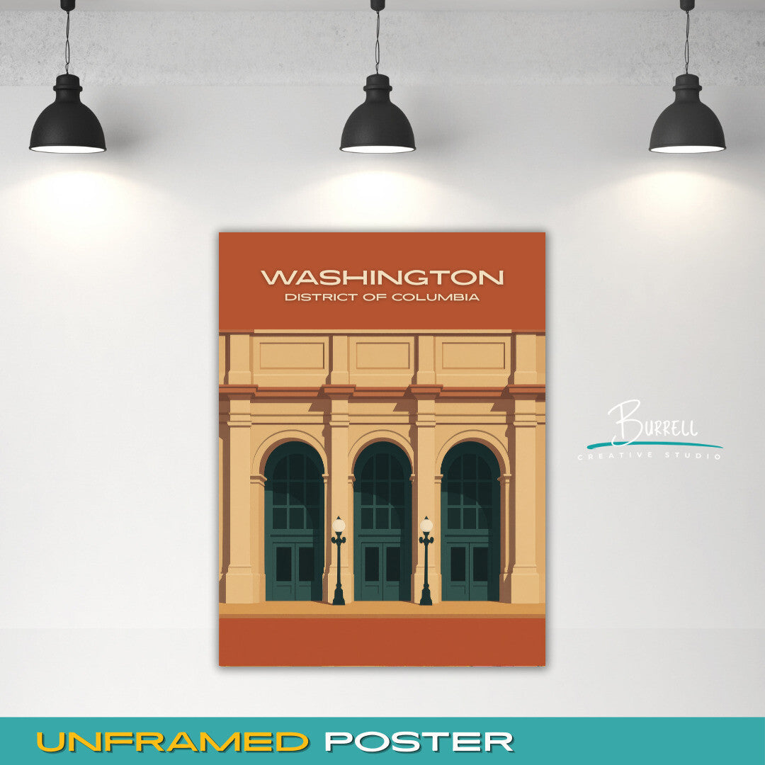 Washington District Of Columbia Union Station Entrance Travel Poster & Wall Art Poster Print