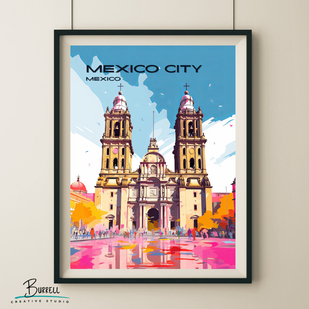 Mexico City Mexico Metropolitan Cathedral Travel Poster & Wall Art Poster Print