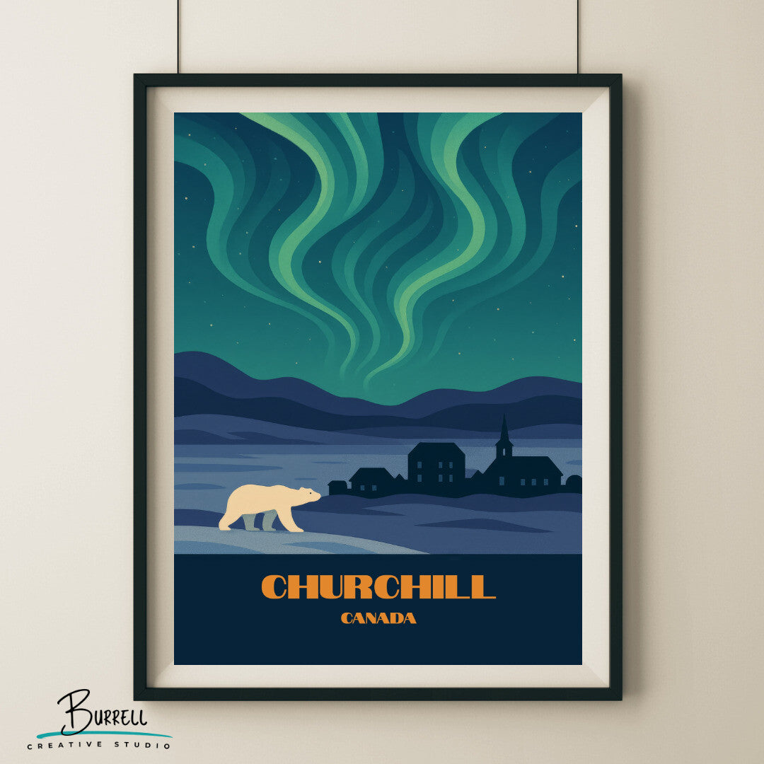 Churchill Canada Northern Lights Travel Poster & Wall Art Poster Print