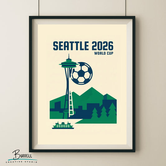 Seattle United States 2026 World Cup Minimalist Football Posters & Wall Art Poster Print