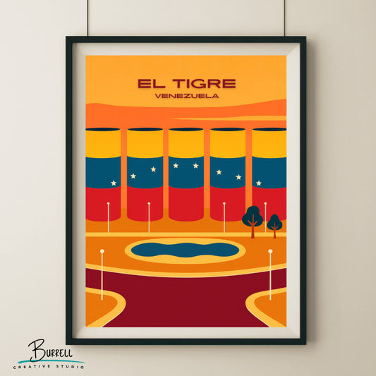 El Tigre Venezuela La Bandera Travel Poster & Wall Art Poster Print