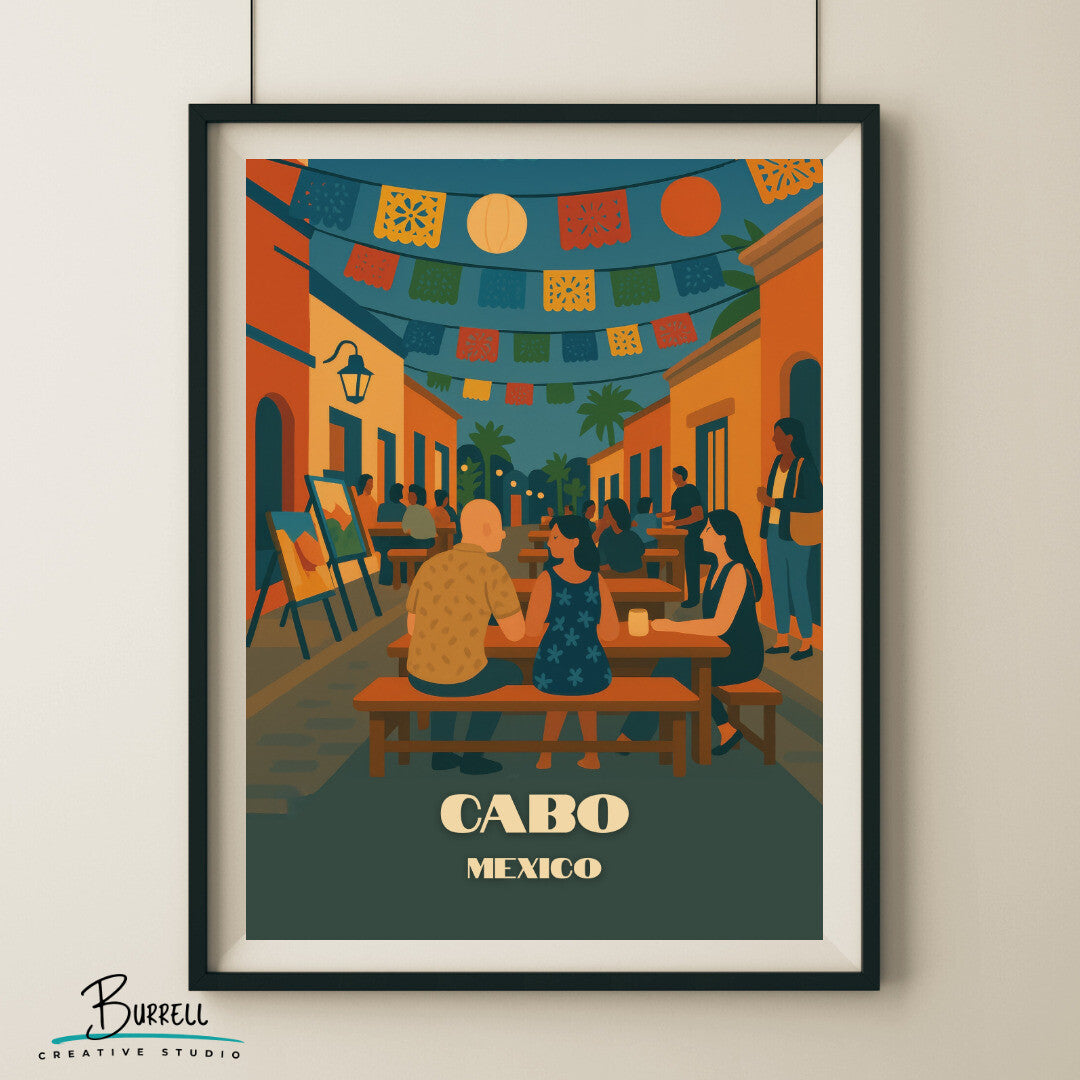 Cabo Mexico San Jose Gallery District Travel Poster & Wall Art Poster Print