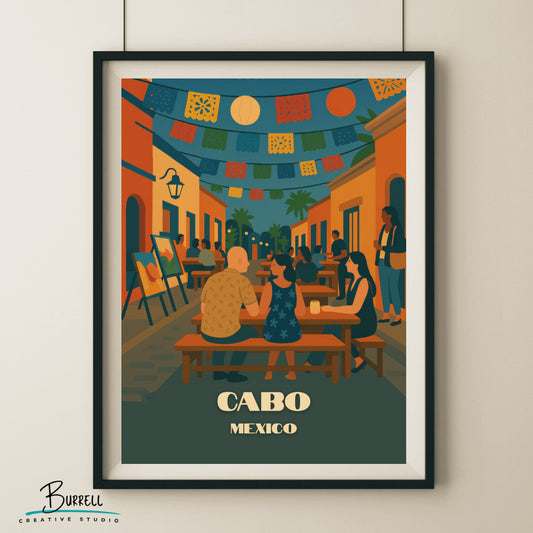 Cabo Mexico San Jose Gallery District Travel Poster & Wall Art Poster Print