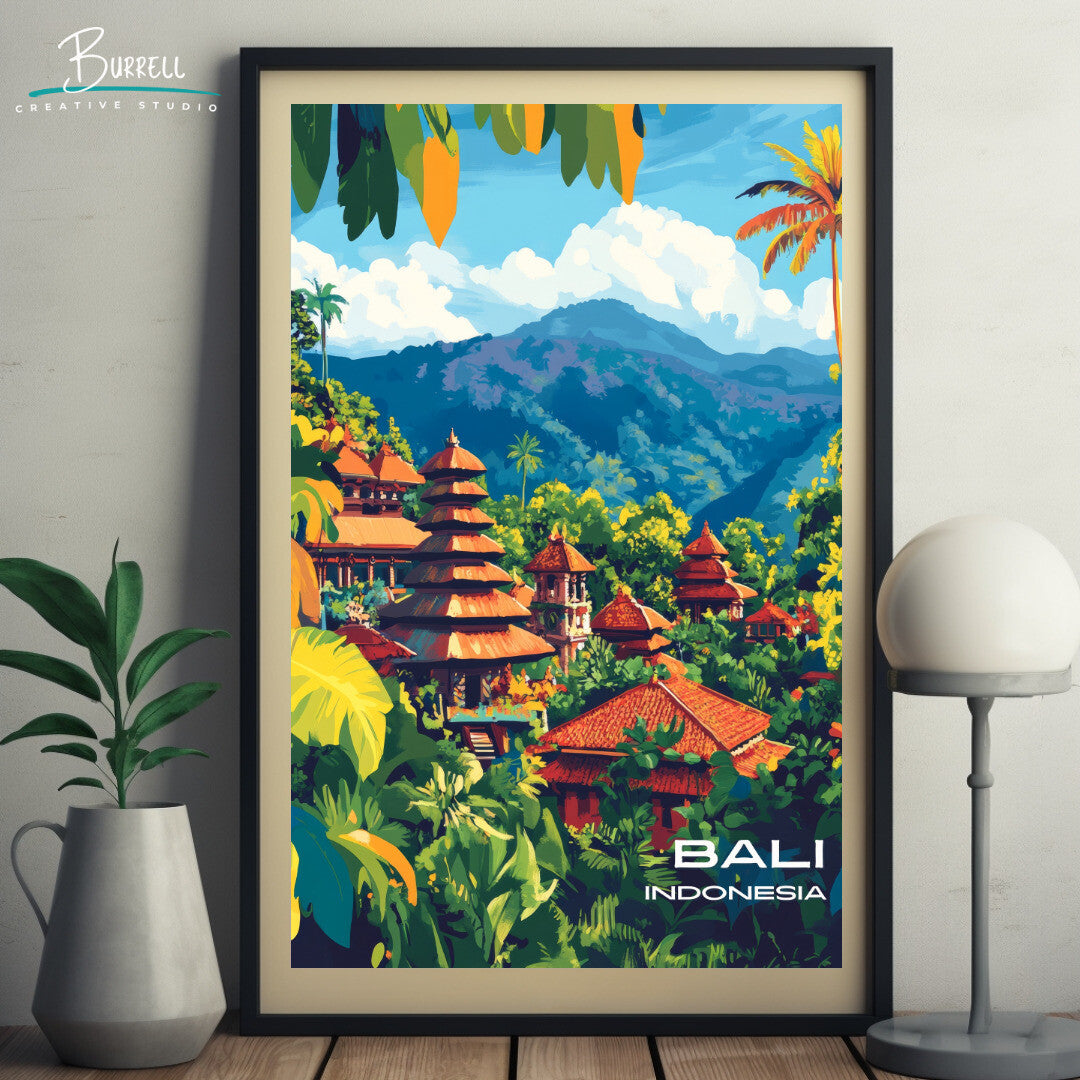 Kintamani Bali Kintamani Temple Travel Poster & Wall Art Poster Print