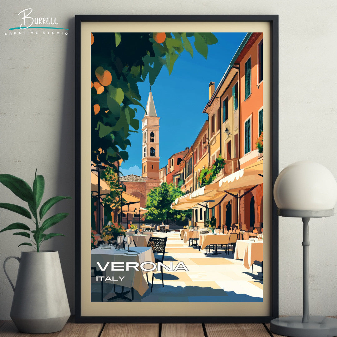 Verona Italy Piazza delle Erbe Travel Poster & Wall Art Poster Print