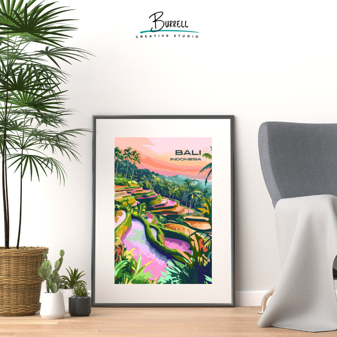 Tegalalang Bali Rice Terraces Travel Poster & Wall Art Poster Print