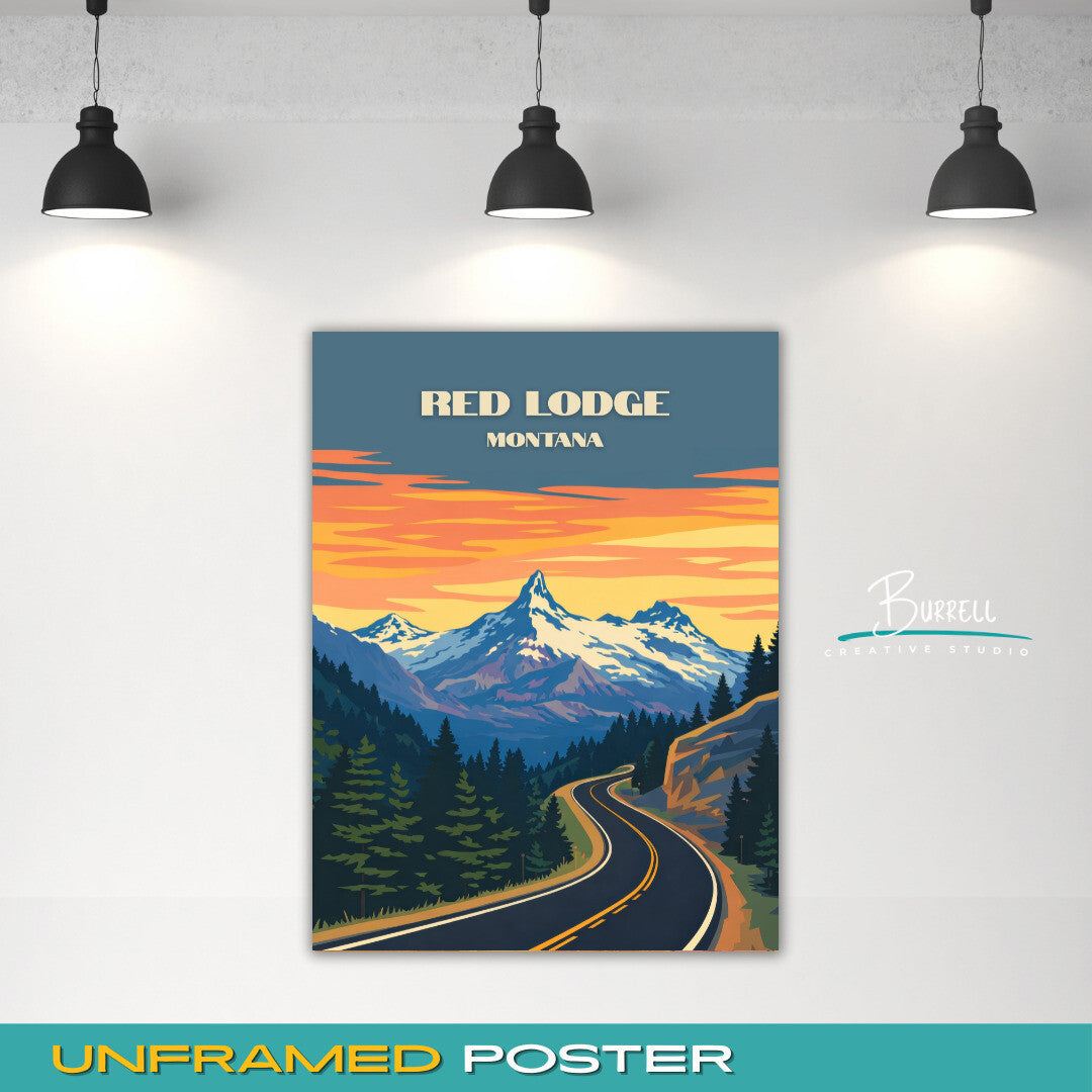 Red Lodge Montana Beartooth Highway Travel Posters & Wall Art Poster Print