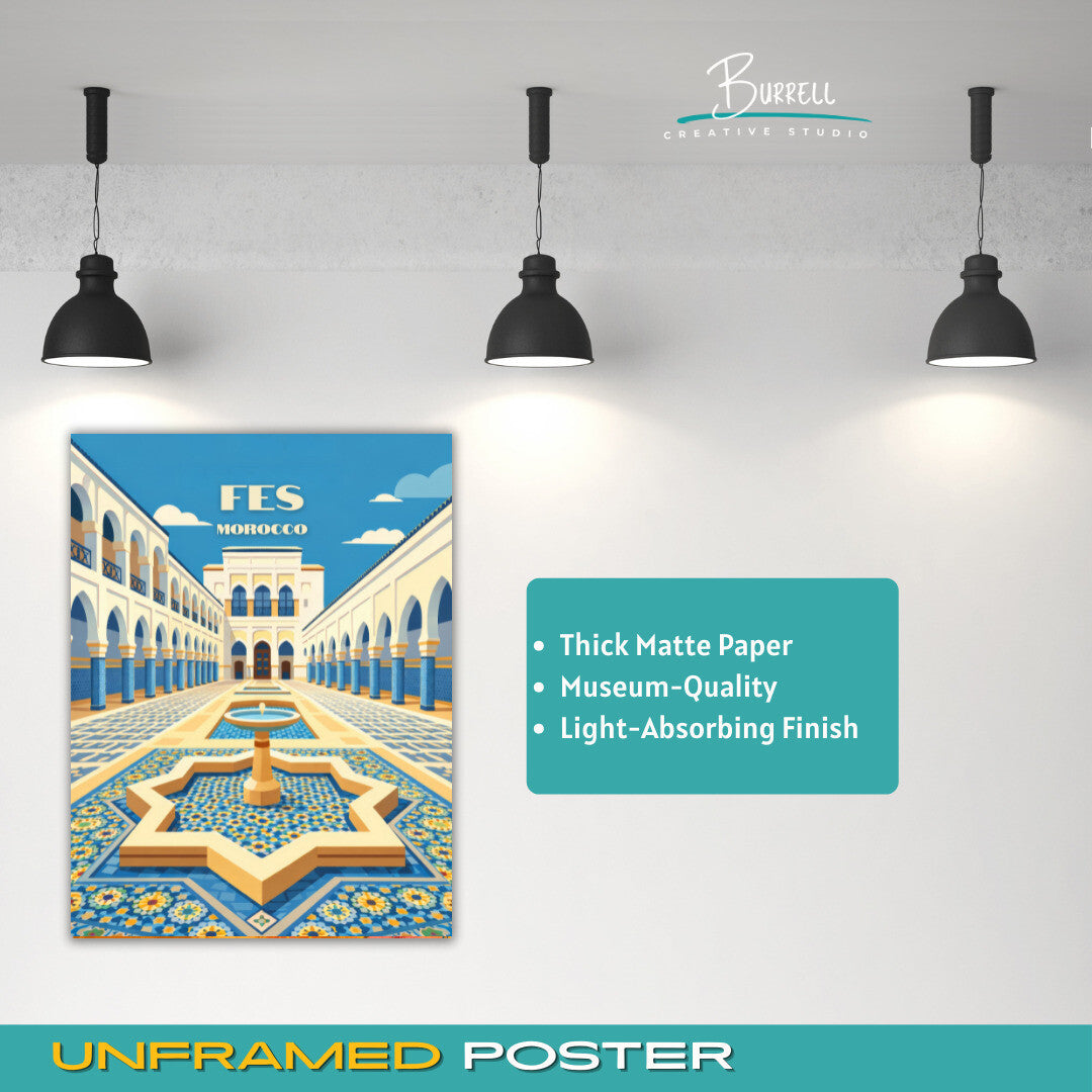 Fes Morocco Mokri Palace Travel Poster & Wall Art Poster Print