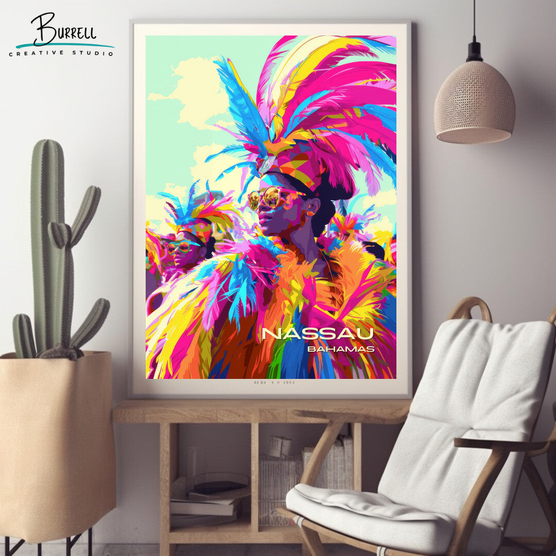 Nassau Bahamas Carnival Travel Poster & Wall Art Poster Print