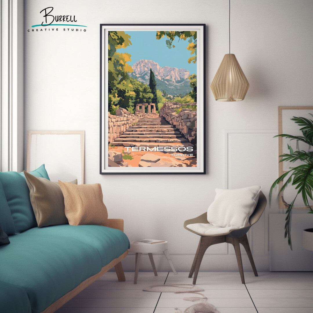 Termessos Türkiye Ruins Travel Poster & Wall Art Poster Print