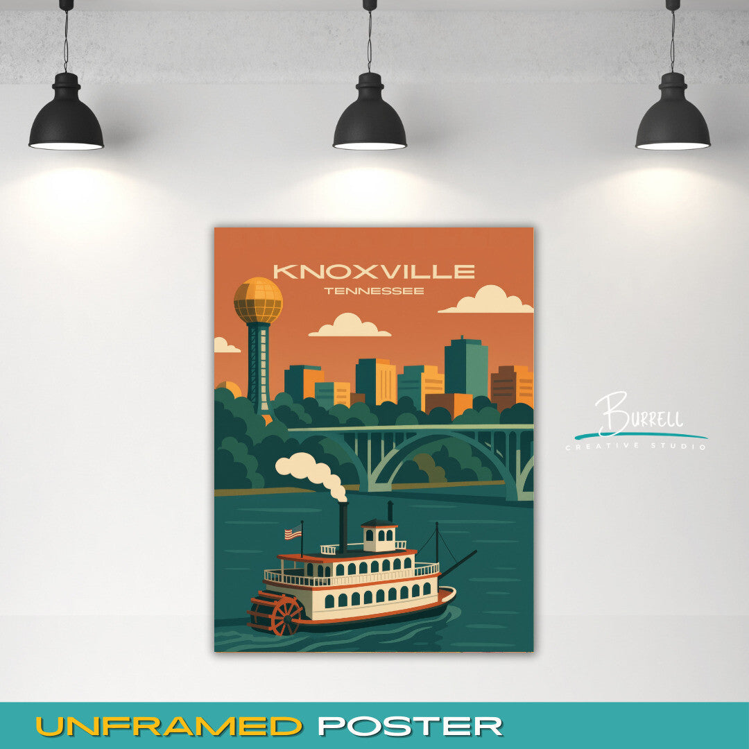 Knoxville Tennessee Riverboat Cruise Travel Poster & Wall Art Poster Print