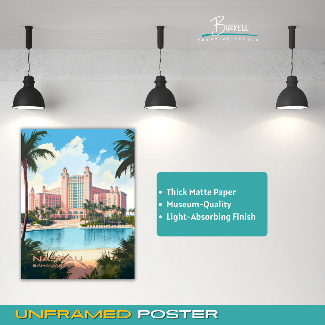 Nassau Bahamas Atlantis Paradise Island Resort Travel Poster & Wall Art Poster Print