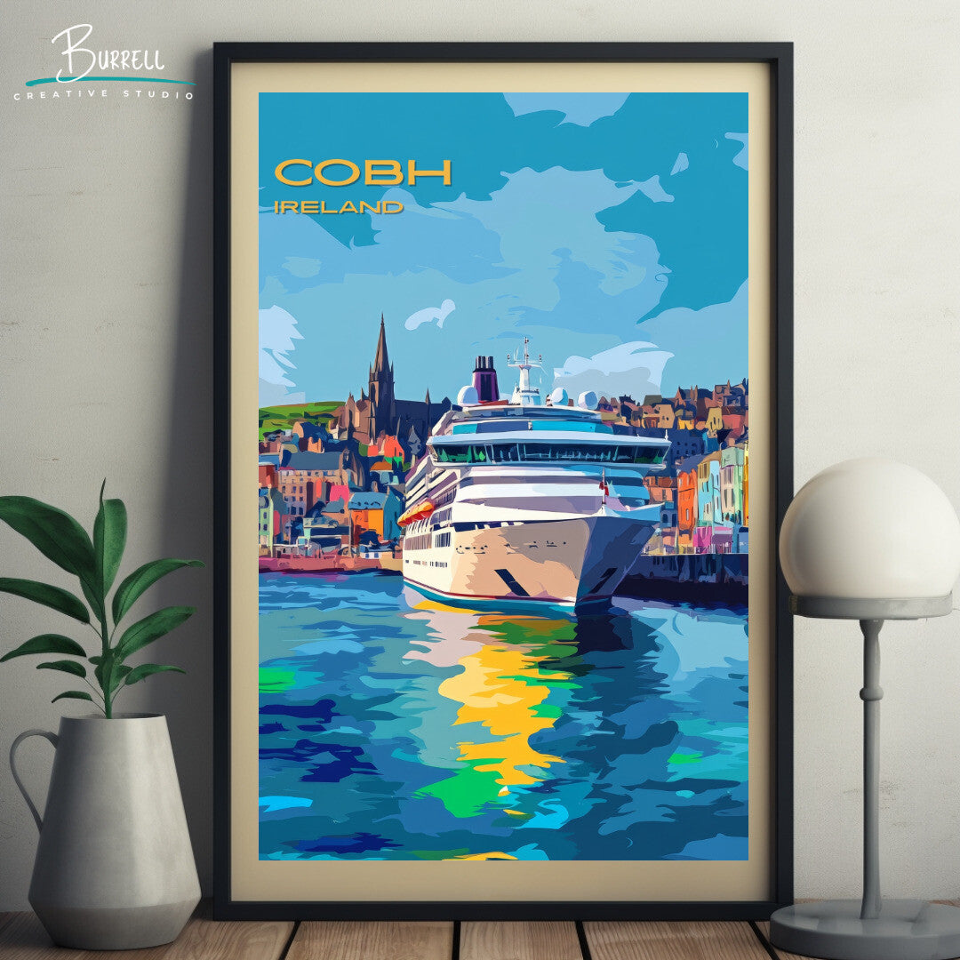 Cobh Ireland Harbor View Travel Poster & Wall Art Poster Print