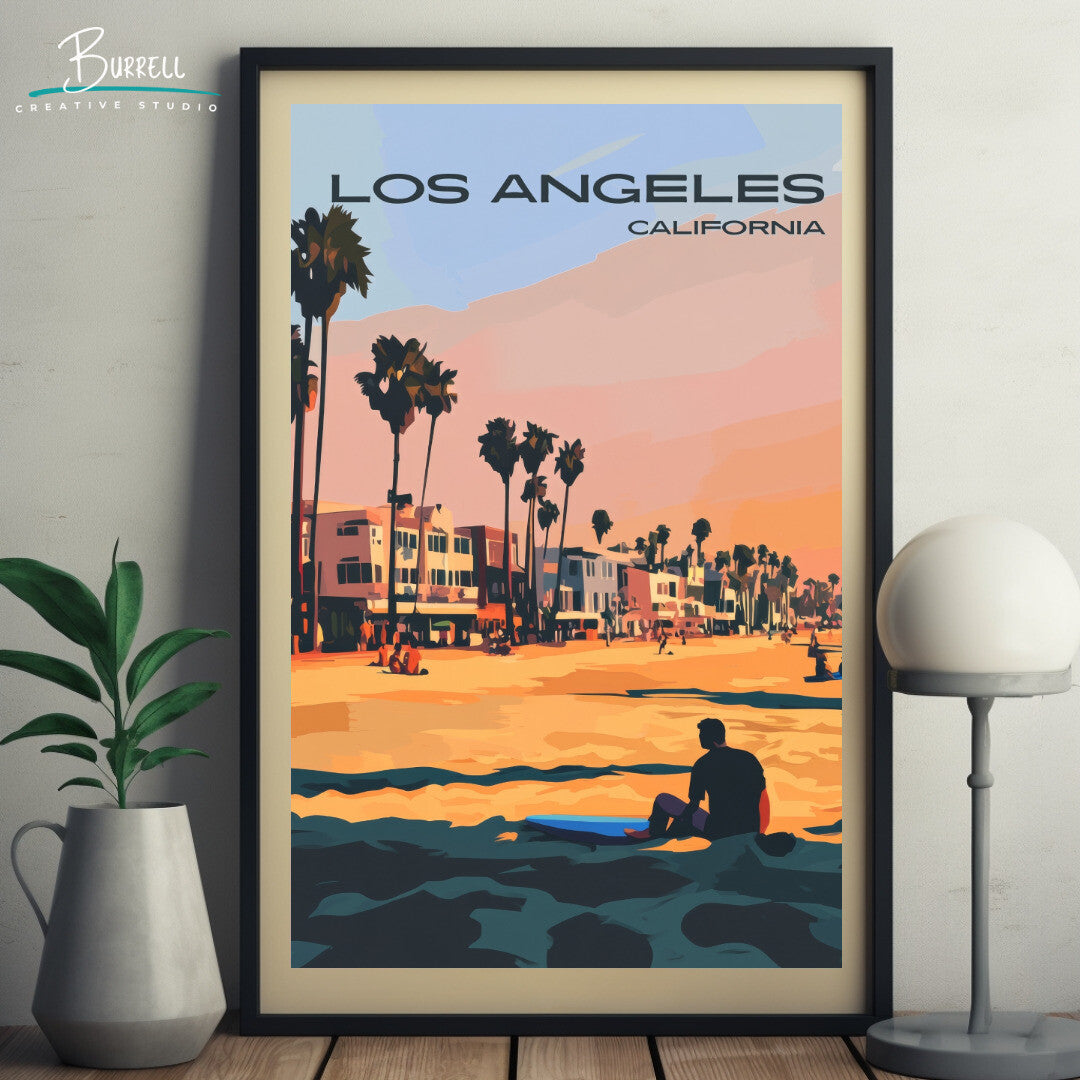 Los Angeles California Venice Beach Travel Poster & Wall Art Poster Print