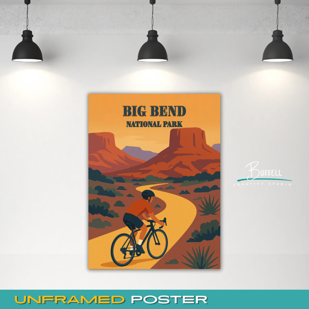 Big Bend National Park Texas Dirt Biking Travel Posters & Wall Art Poster Print