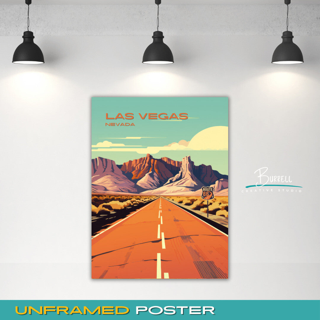 Las Vegas Nevada Route 66 Travel Poster & Wall Art Poster Print