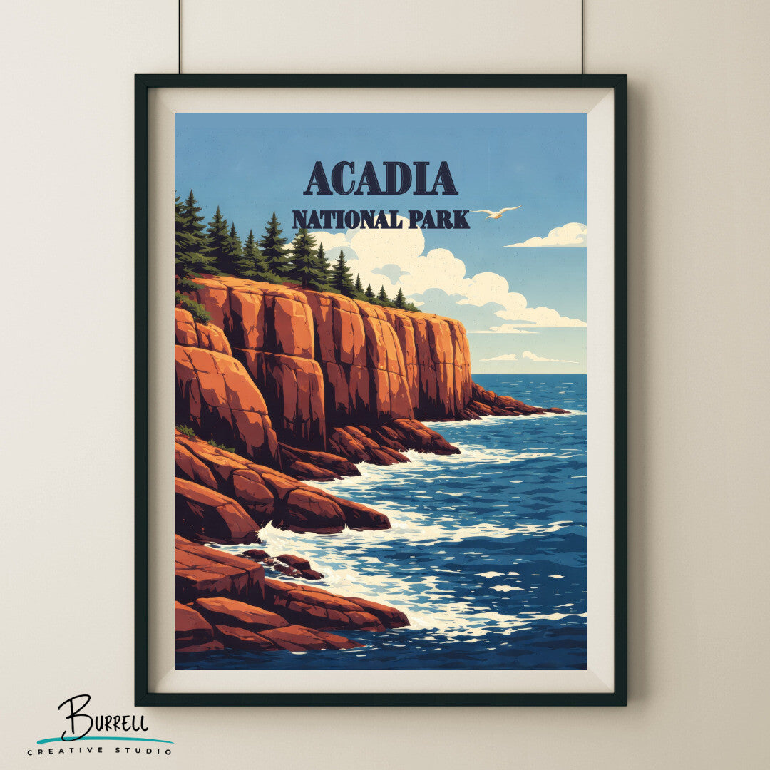 Acadia National Park Maine Otter Cliffs Travel Posters & Wall Art Poster Print