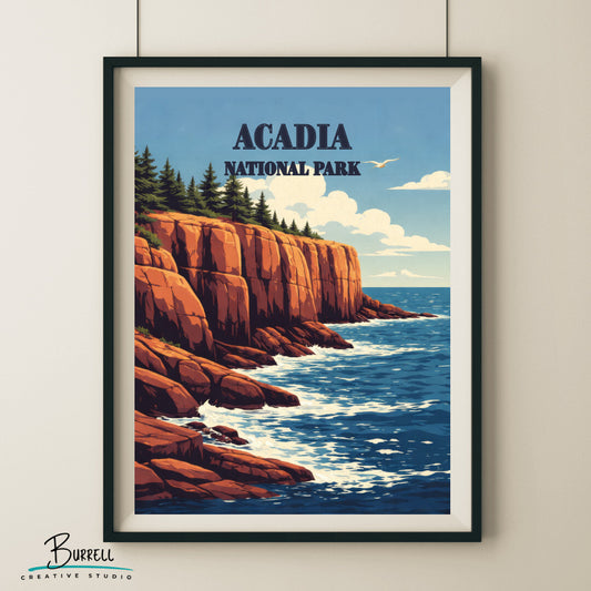 Acadia National Park Maine Otter Cliffs Travel Posters & Wall Art Poster Print