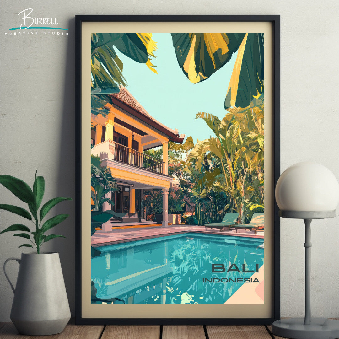 Denpasar Bali Luxury Hotel Travel Poster & Wall Art Poster Print