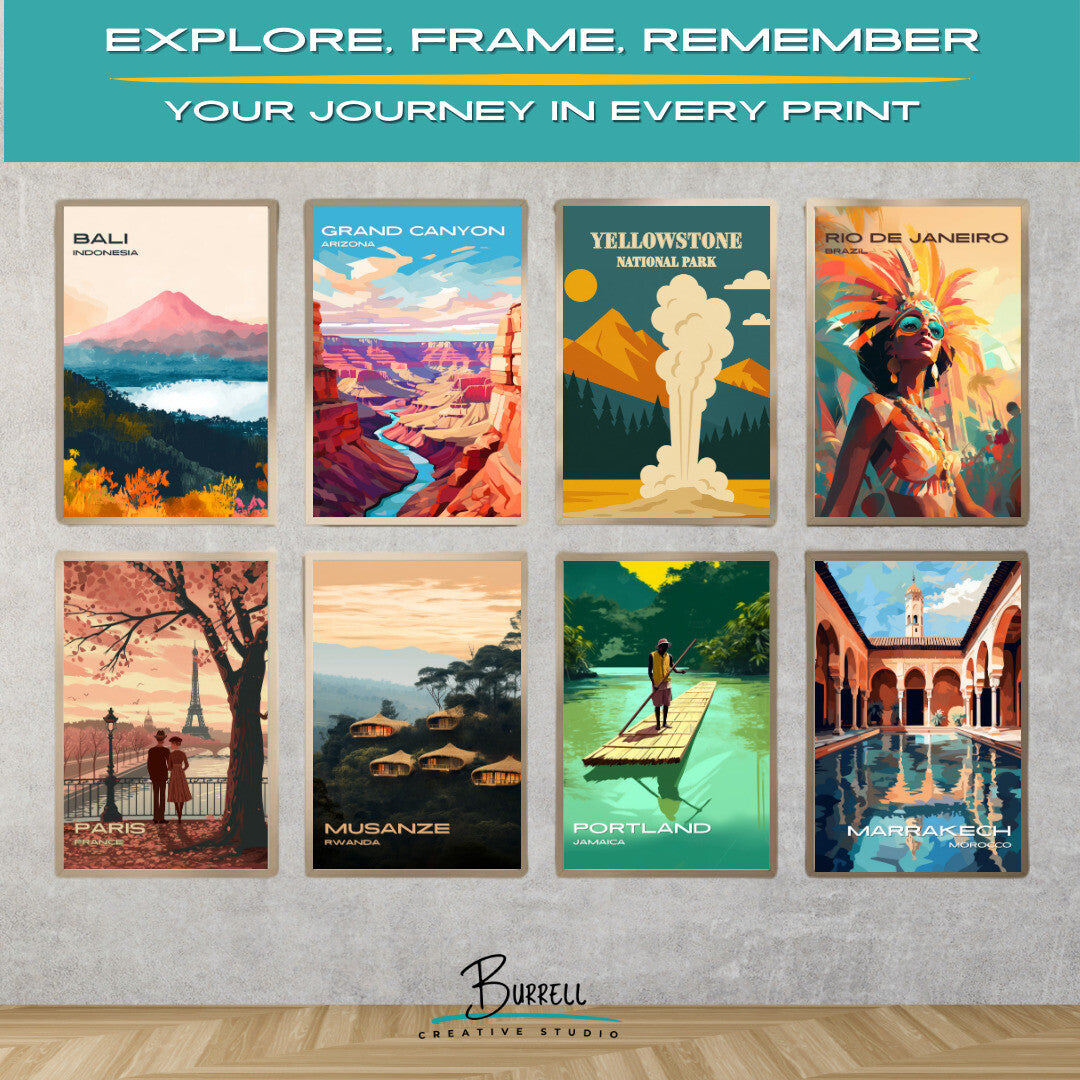 Yellowstone National Park Wyoming Landscape Travel Posters & Wall Art Poster Print