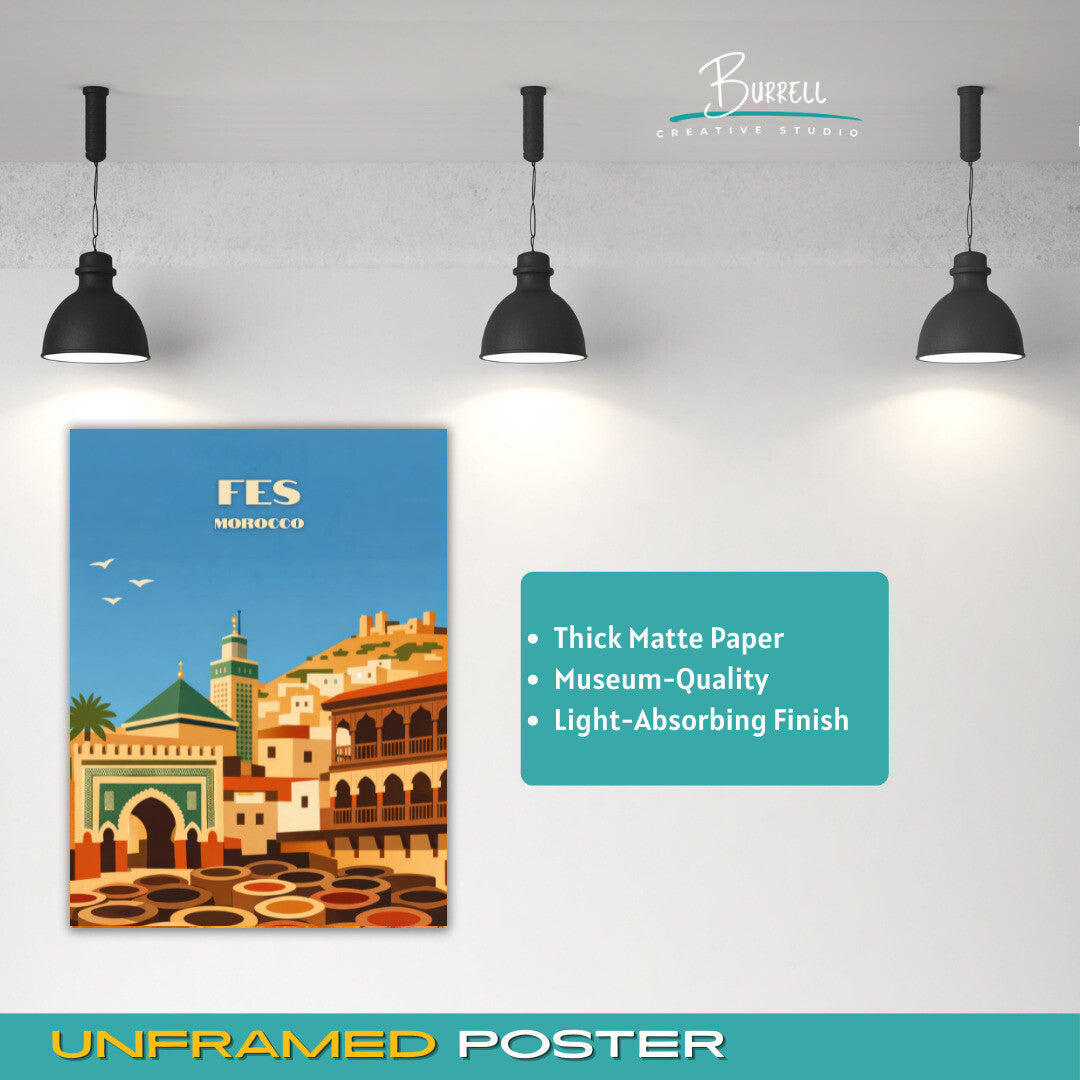 Fes Morocco Architecture Travel Poster & Wall Art Poster Print