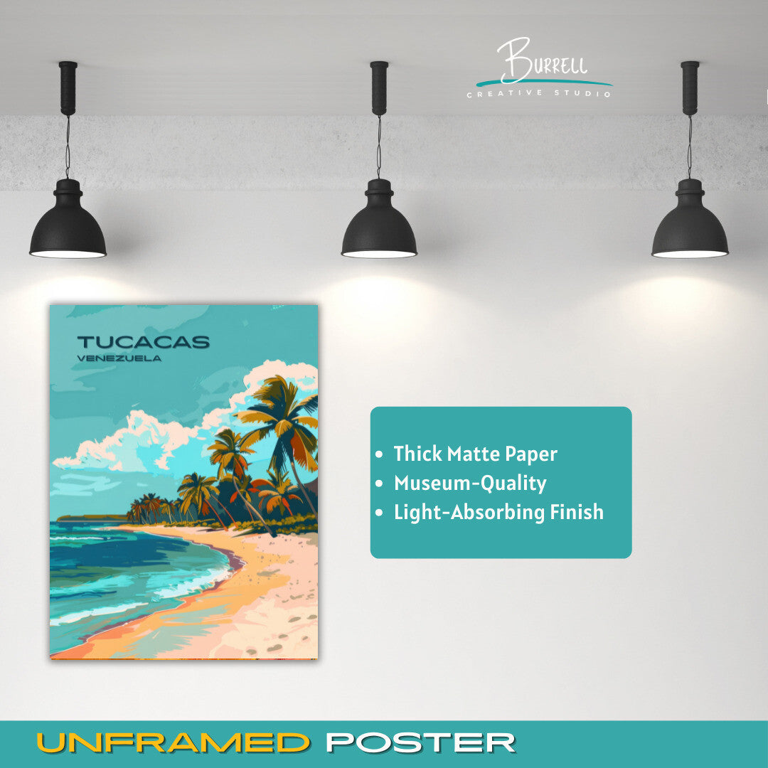 Tucacas Venezuela Beach View Travel Poster & Wall Art Poster Print