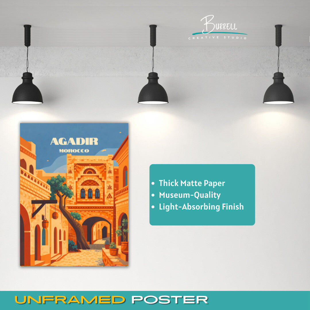 Agadir Morocco Architecture Travel Poster & Wall Art Poster Print