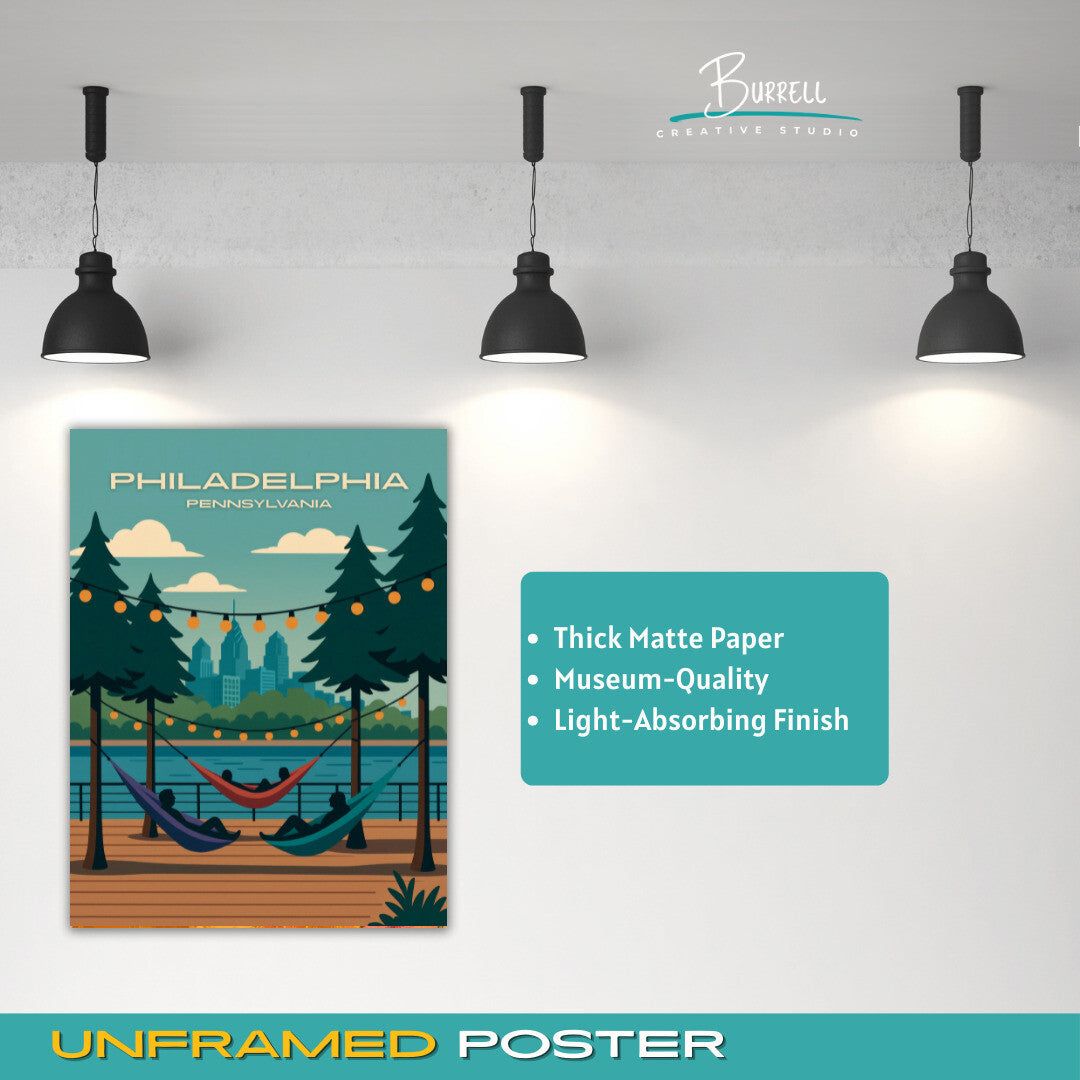 Philadelphia Pennsylvania Spruce Street Harbor Park Travel Poster & Wall Art Poster Print