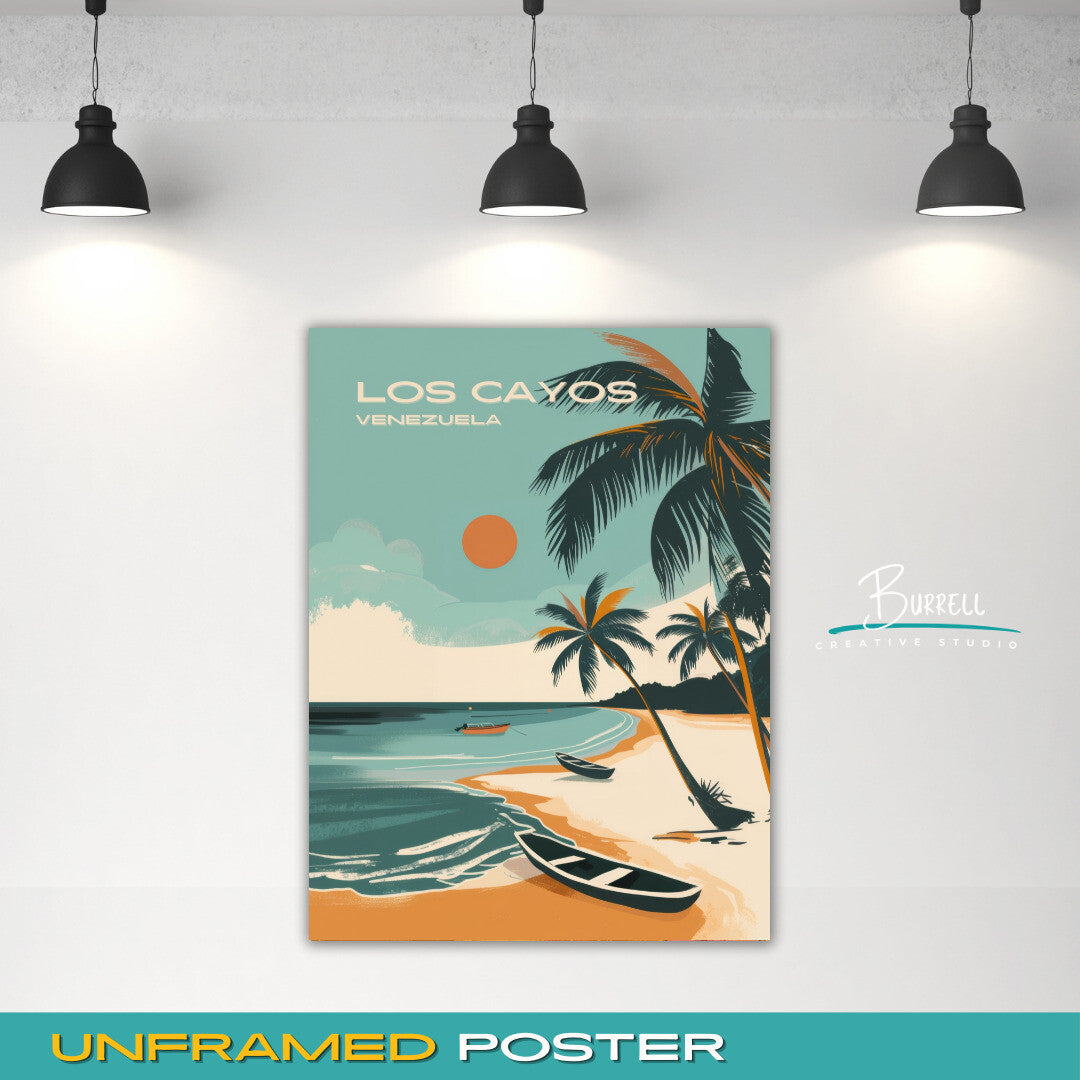 Los Cayos Venezuela Coastal View Travel Poster & Wall Art Poster Print