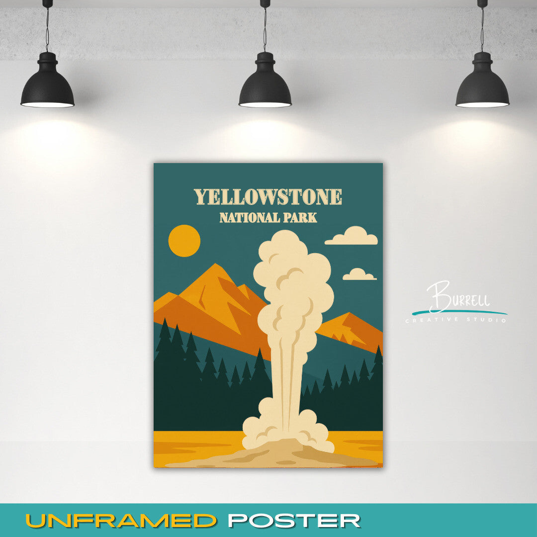 Yellowstone National Park Wyoming Landscape Travel Posters & Wall Art Poster Print