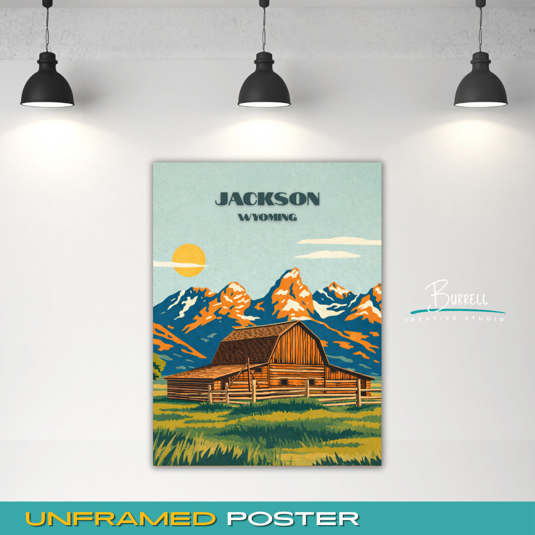 Jackson Wyoming Historic John Moulton Barn Travel Posters & Wall Art Poster Print