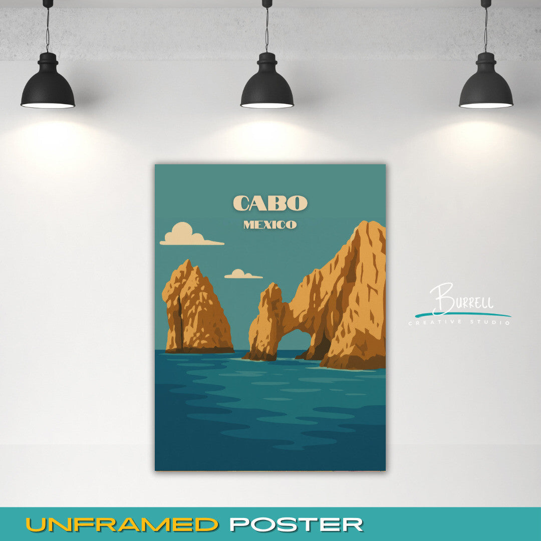 Cabo Mexico Arch of San Lucas Travel Poster & Wall Art Poster Print