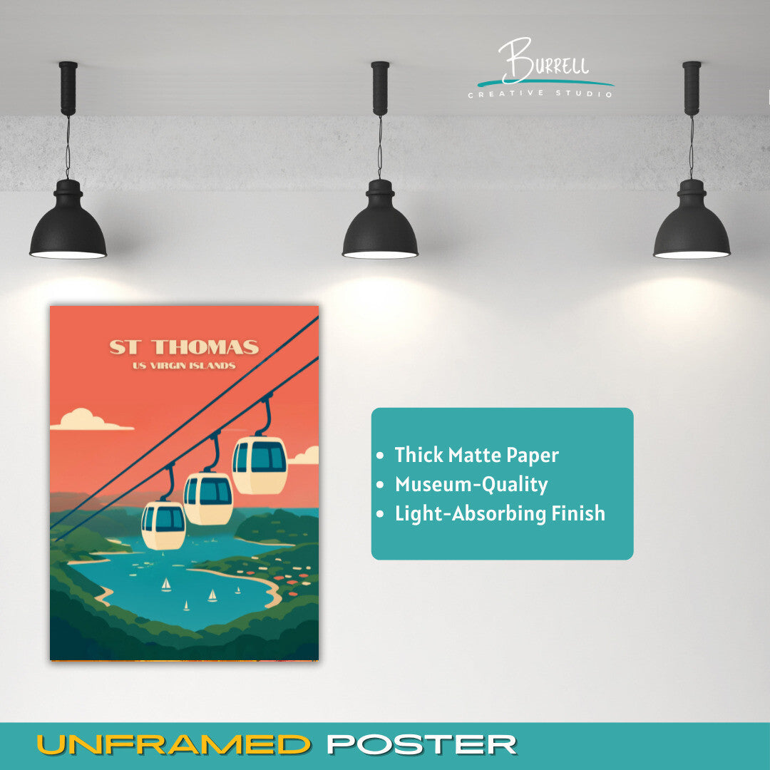 St Thomas US Virgin Islands Paradise Point Sunset Travel Poster & Wall Art Poster Print
