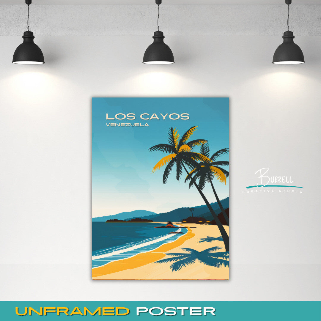 Los Cayos Venezuela Beach Travel Poster & Wall Art Poster Print