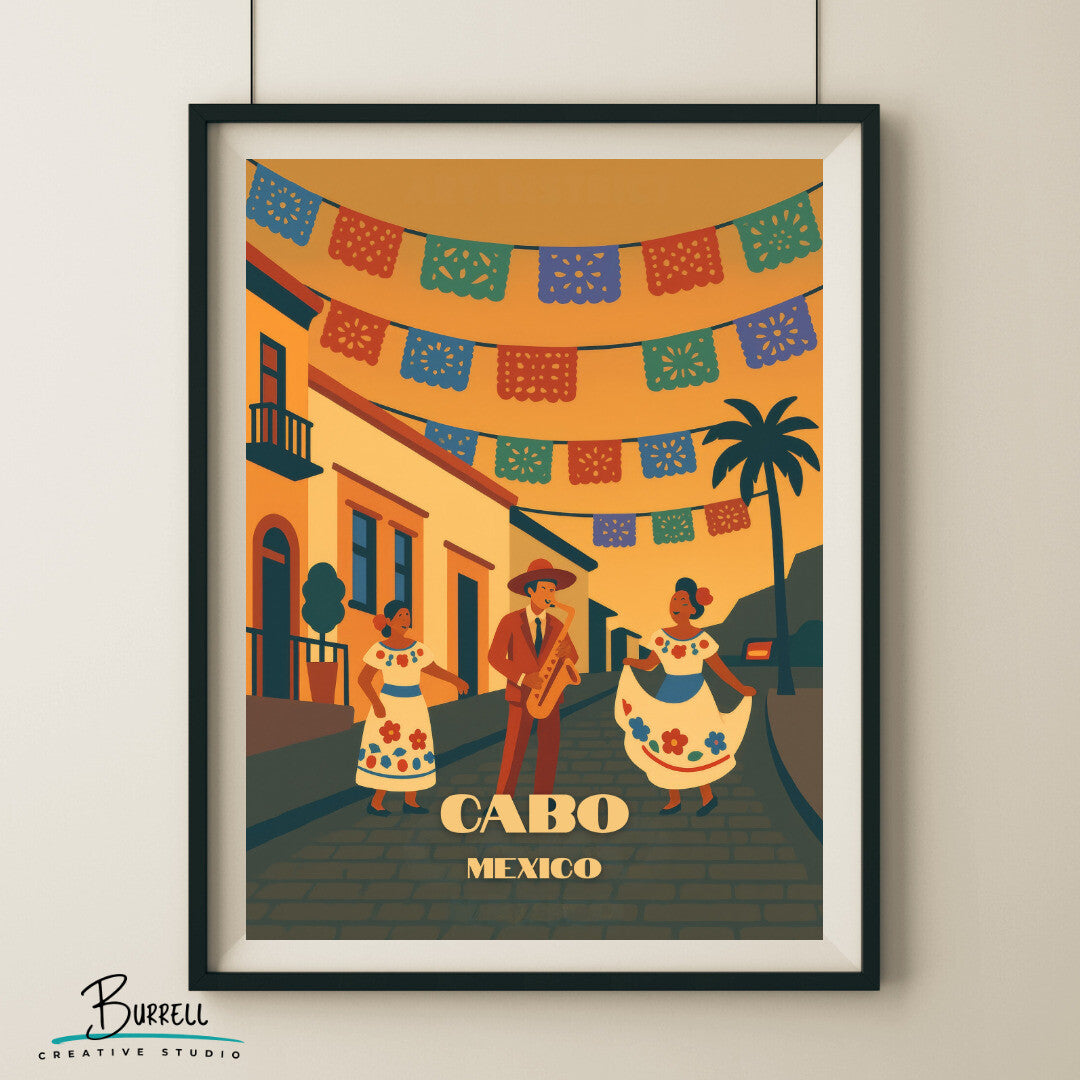 Cabo Mexico San Jose Art District Travel Poster & Wall Art Poster Print