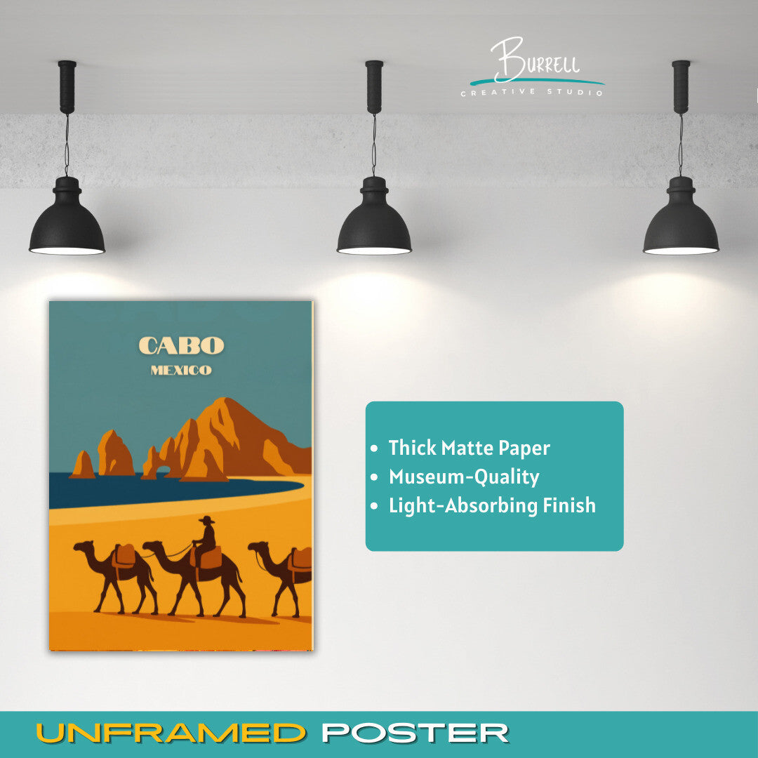 Cabo Mexico Camel Tour Travel Poster & Wall Art Poster Print