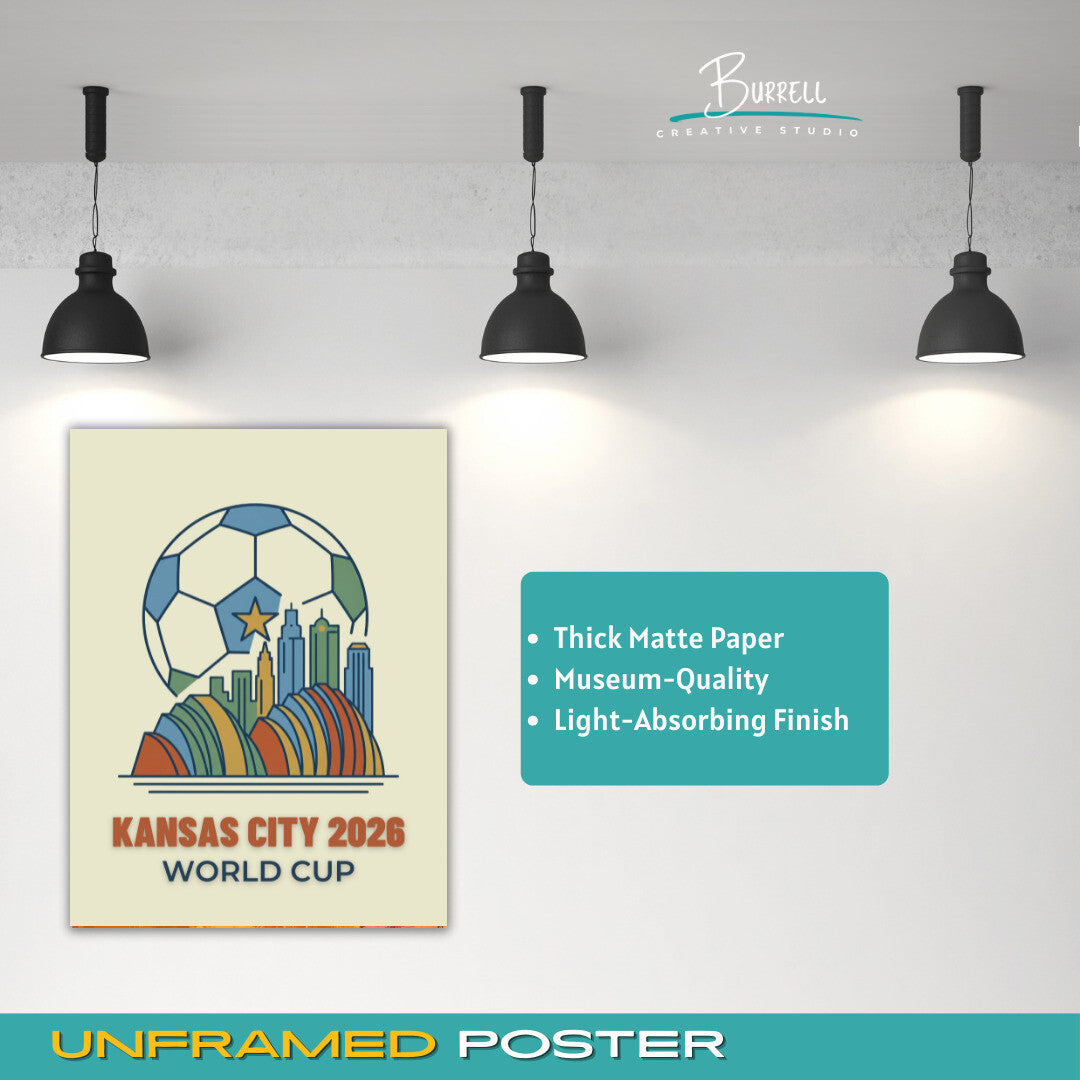 Kansas City United States 2026 World Cup Mimimalist Football Posters & Wall Art Poster Print
