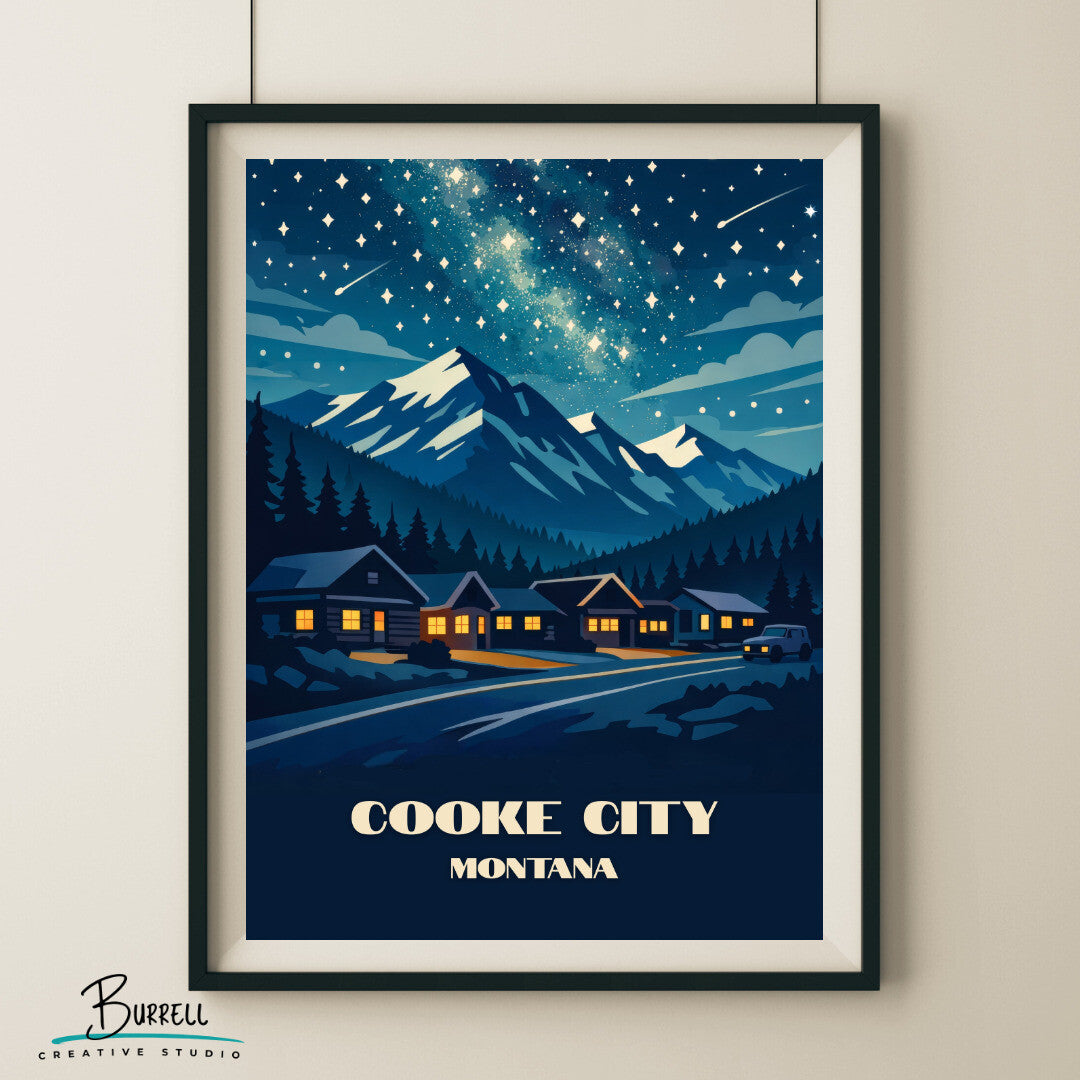Cooke City Montana Night Sky Travel Posters & Wall Art Poster Print