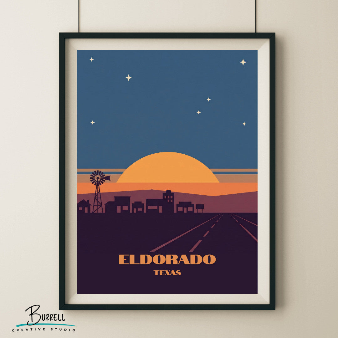 Eldorado Texas Night Charm Travel Posters & Wall Art Poster Print
